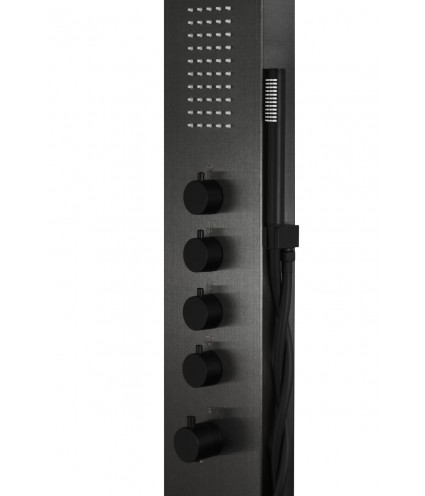 Duschpaneel SAMSARA Schwarz Thermostatisch Edelstahl Massage Wasserfall