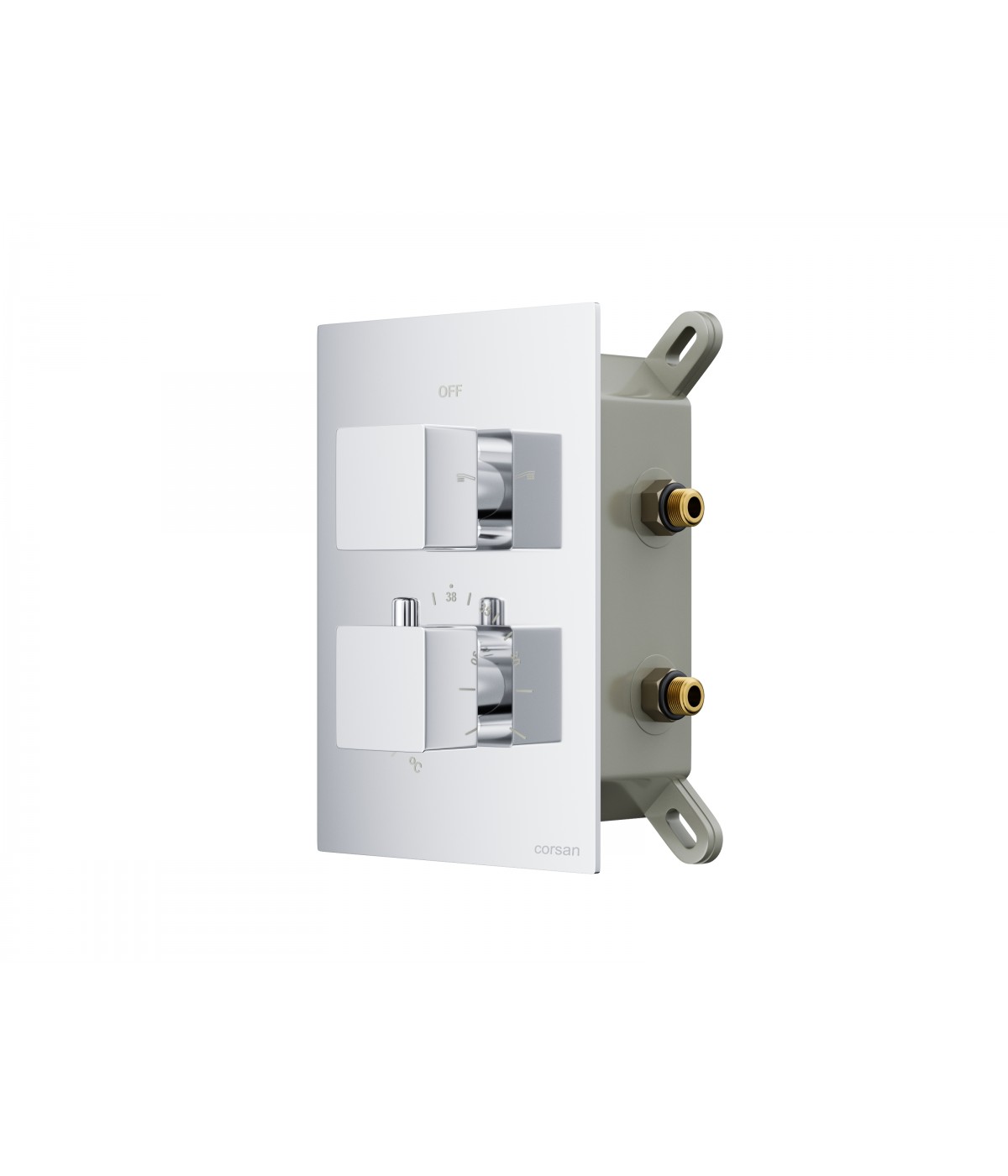 Brausebatterie Unterputz BOX Chrom Thermostatisch Verdeckter Einbau Duschbatterie