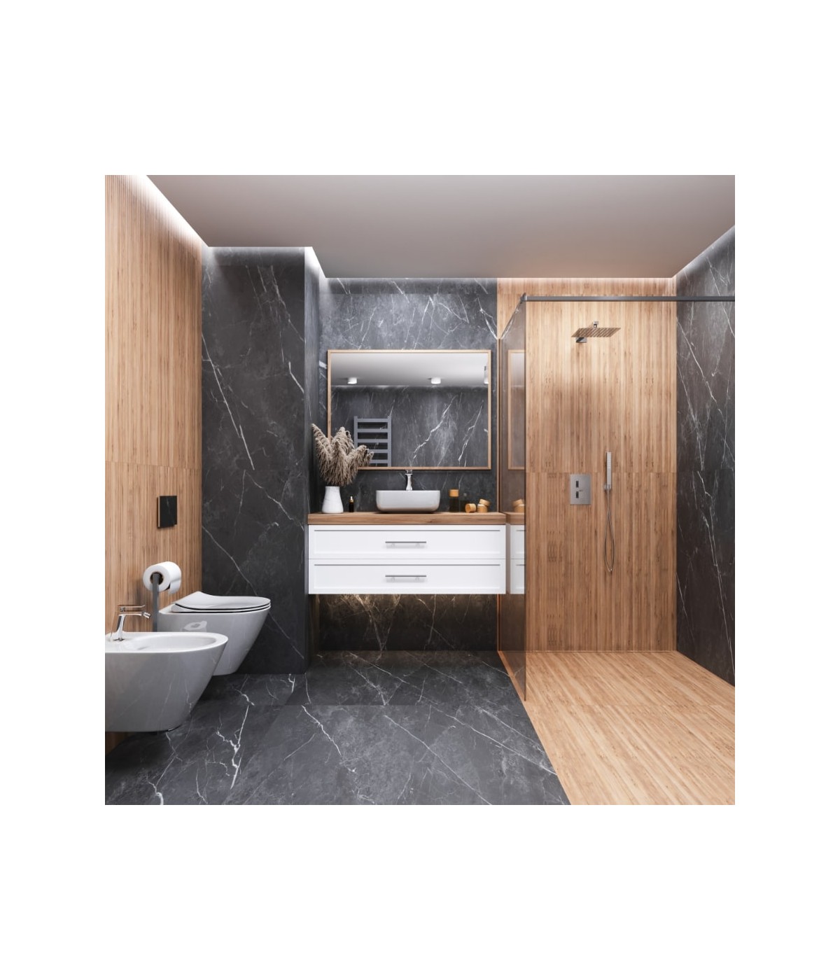 Brausebatterie Unterputz BOX Chrom Thermostatisch Verdeckter Einbau Duschbatterie