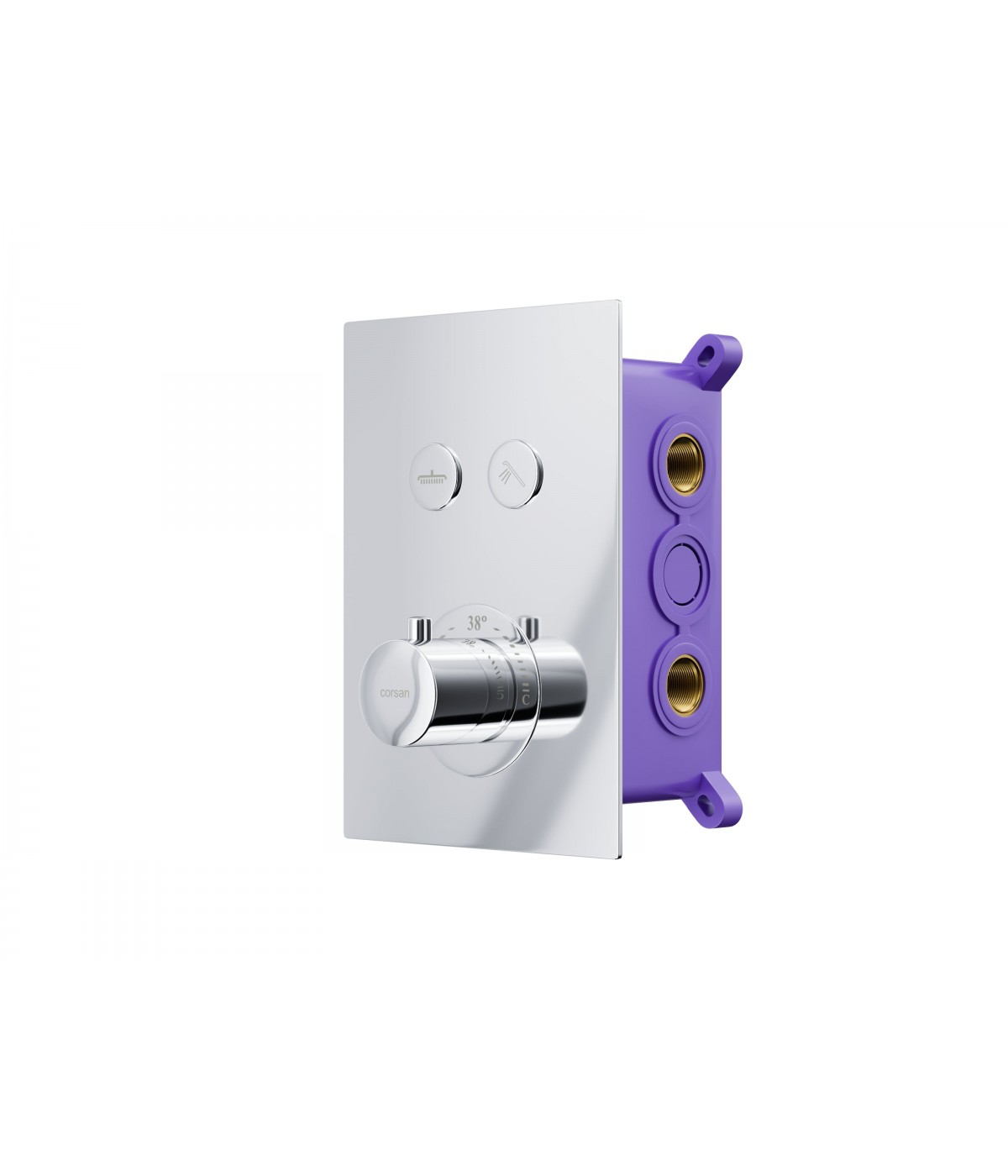 Brausebatterie Unterputz BOX Chrom Thermostatisch Verdeckter Einbau Duschbatterie