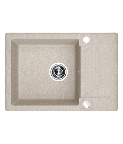 Granitspüle 1-Becken CELEBES Beige 44x65 mit kurzer Abtropffläche | inkl. Siphon!