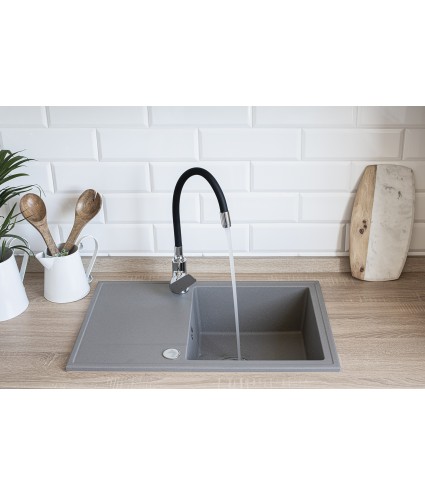 Granitspüle 1-Becken HUNTERZ Grau 44x67 mit Abtropffläche | inkl. Siphon!