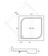 DUSCHWANNE VIERECK 90x90x5,5x16 OSKCAR SCHWARZ Ablaufgarnitur & Füße GRATIS!