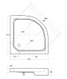 DUSCHWANNE HALBRUND 80x80x6x16 ALEXO SCHWARZ Ablaufgarnitur & Füße GRATIS!