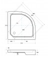 DUSCHWANNE HALBRUND 90x90x6,5x16 ALEXO SCHWARZ Ablaufgarnitur & Füße GRATIS!