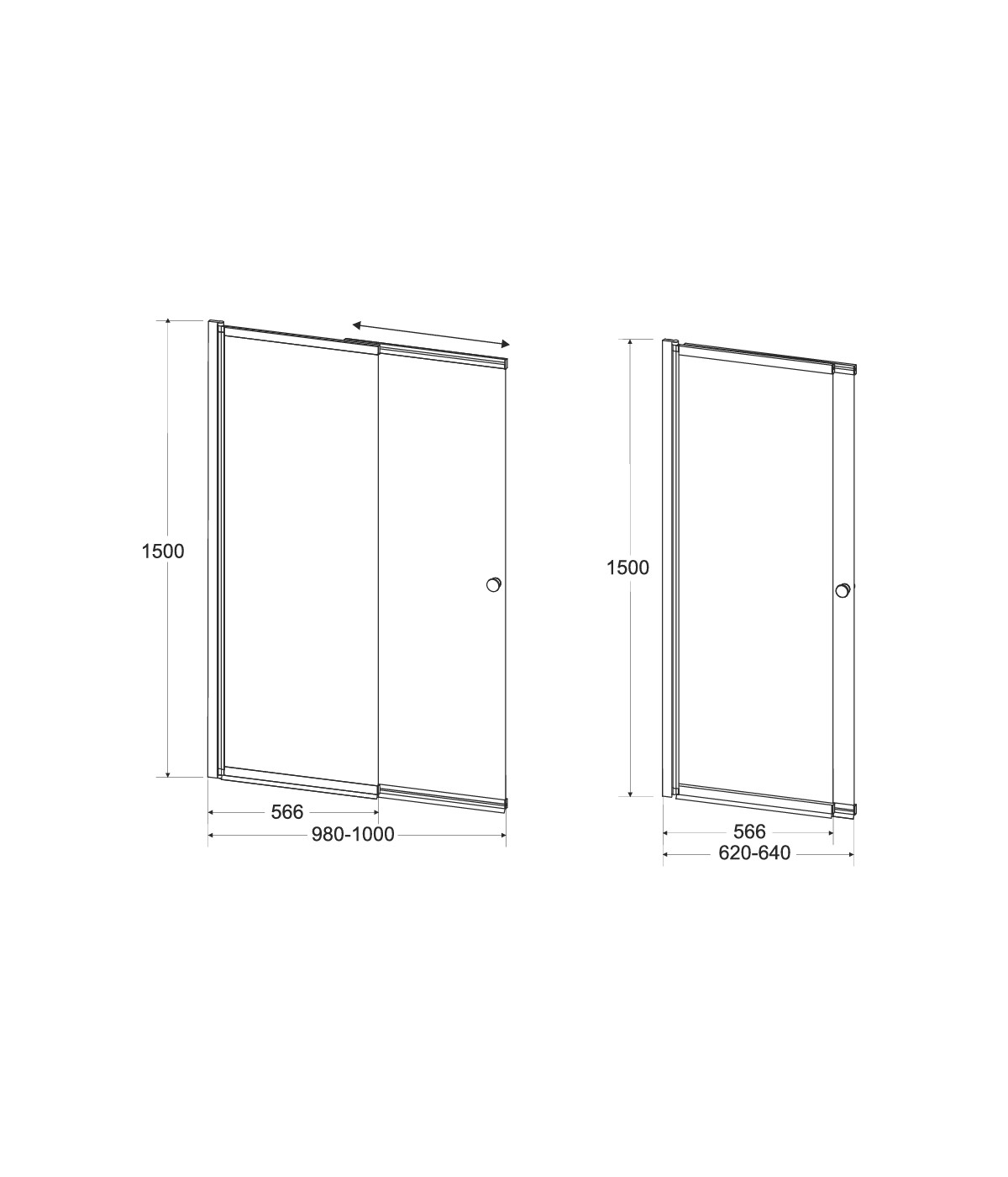 Badewannenabtrennung 2-teilig 100x150 EASY SLIDE Glas 4 mm