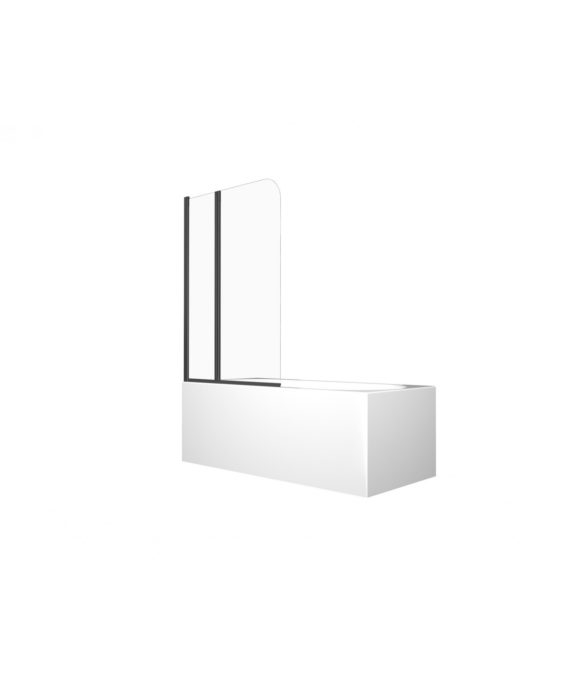 Badewannenabtrennung 2-teilig 90x140 PRIME BLACK 2 Glas 5 mm