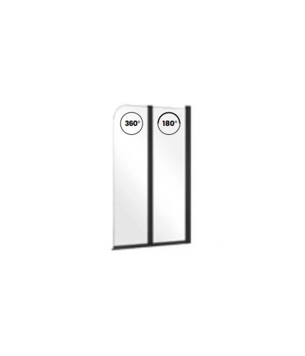 Badewannenabtrennung 2-teilig 90x140 PRIME BLACK 2 Glas 5 mm
