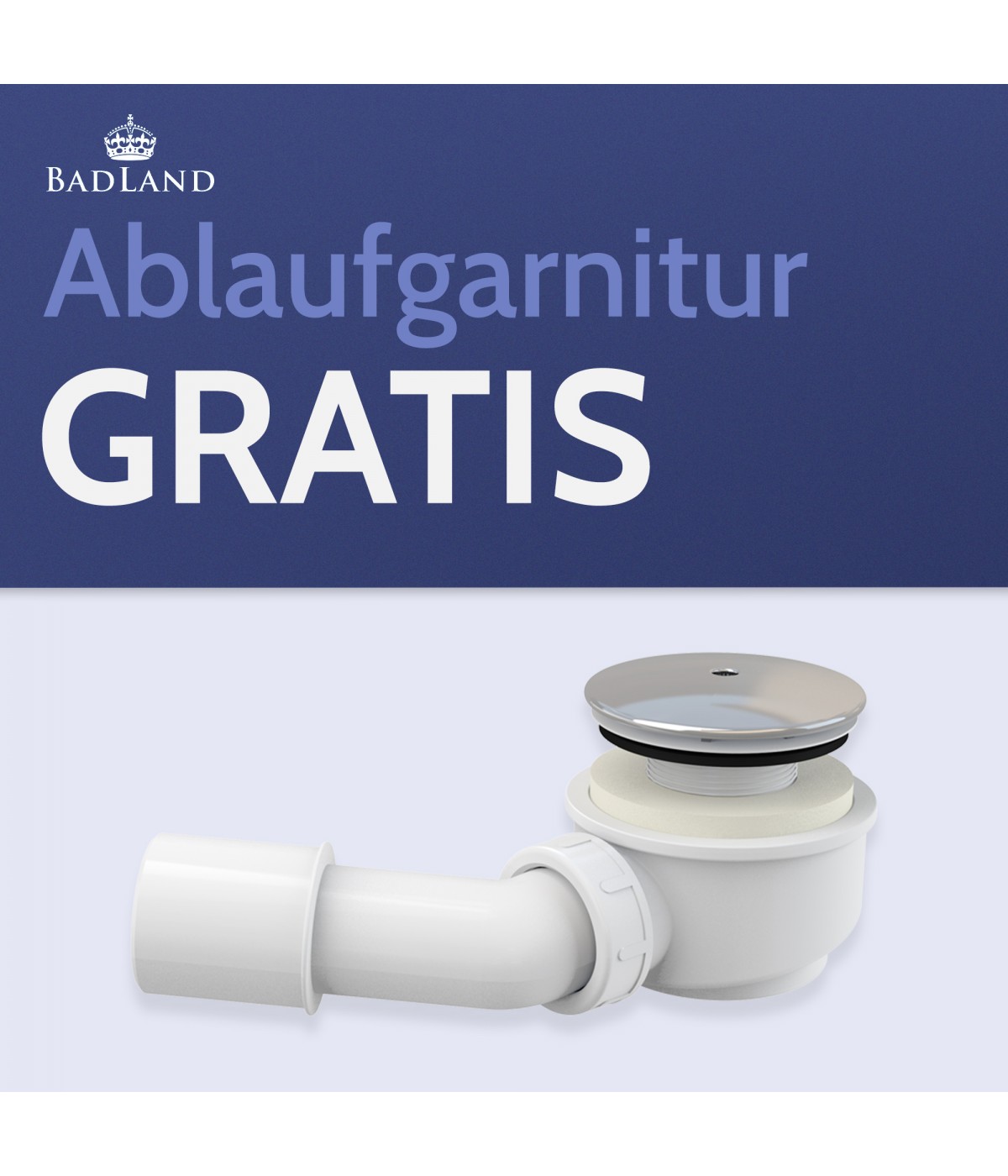 DUSCHWANNE VIERTELKREIS 70x70x16 ALEXO Ablaufgarnitur + Füße GRATIS !