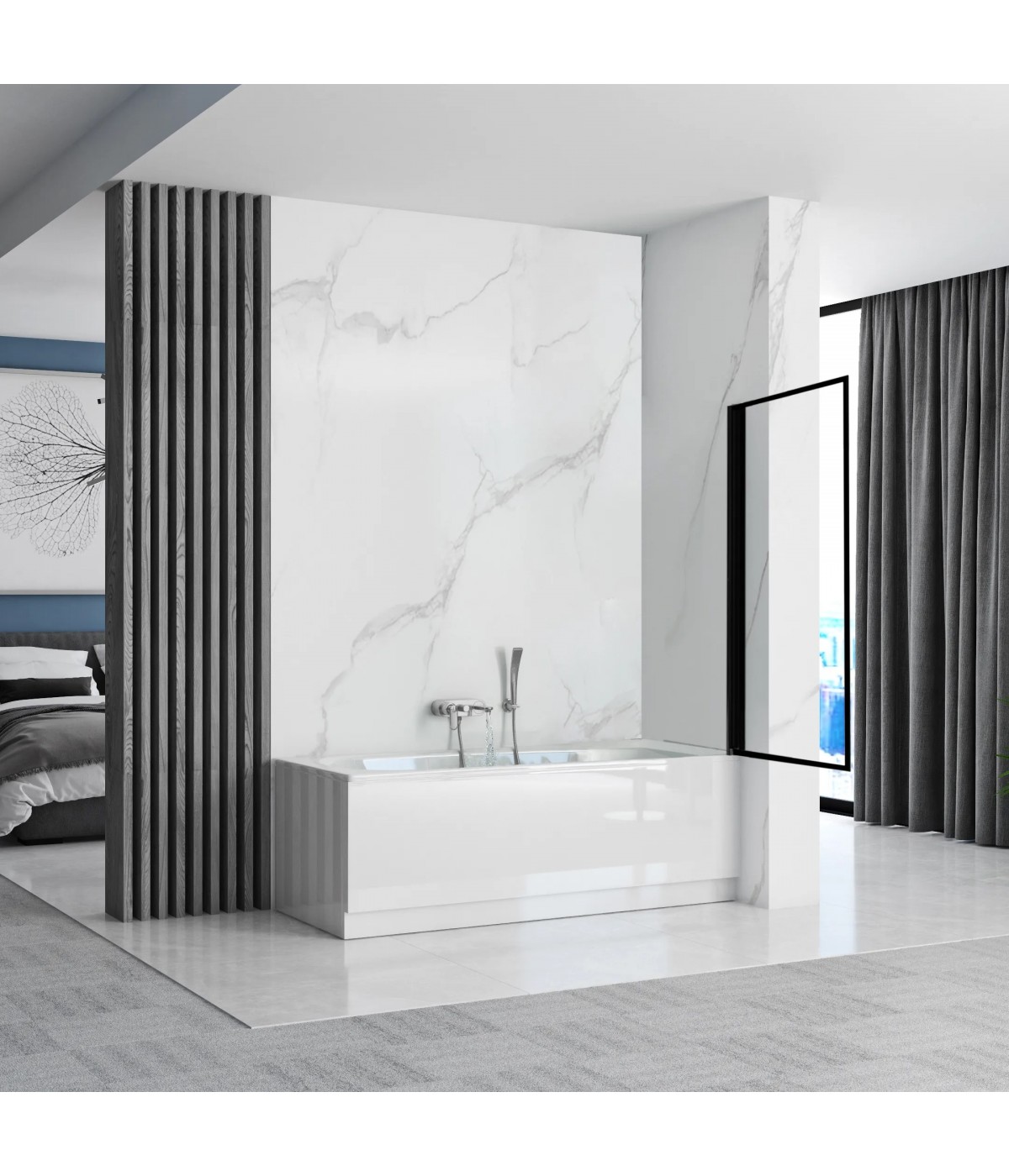 Badewannenabtrennung 1-teilig 80x140 LAGOS Glas 5 mm