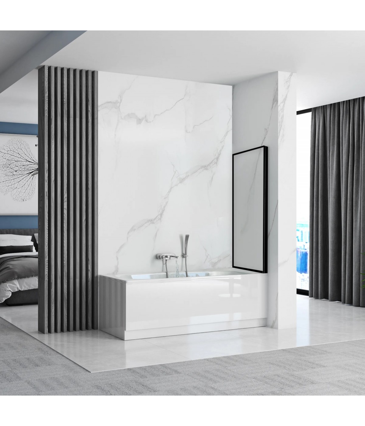 Badewannenabtrennung 1-teilig 70x140 LAGOS Glas 5 mm