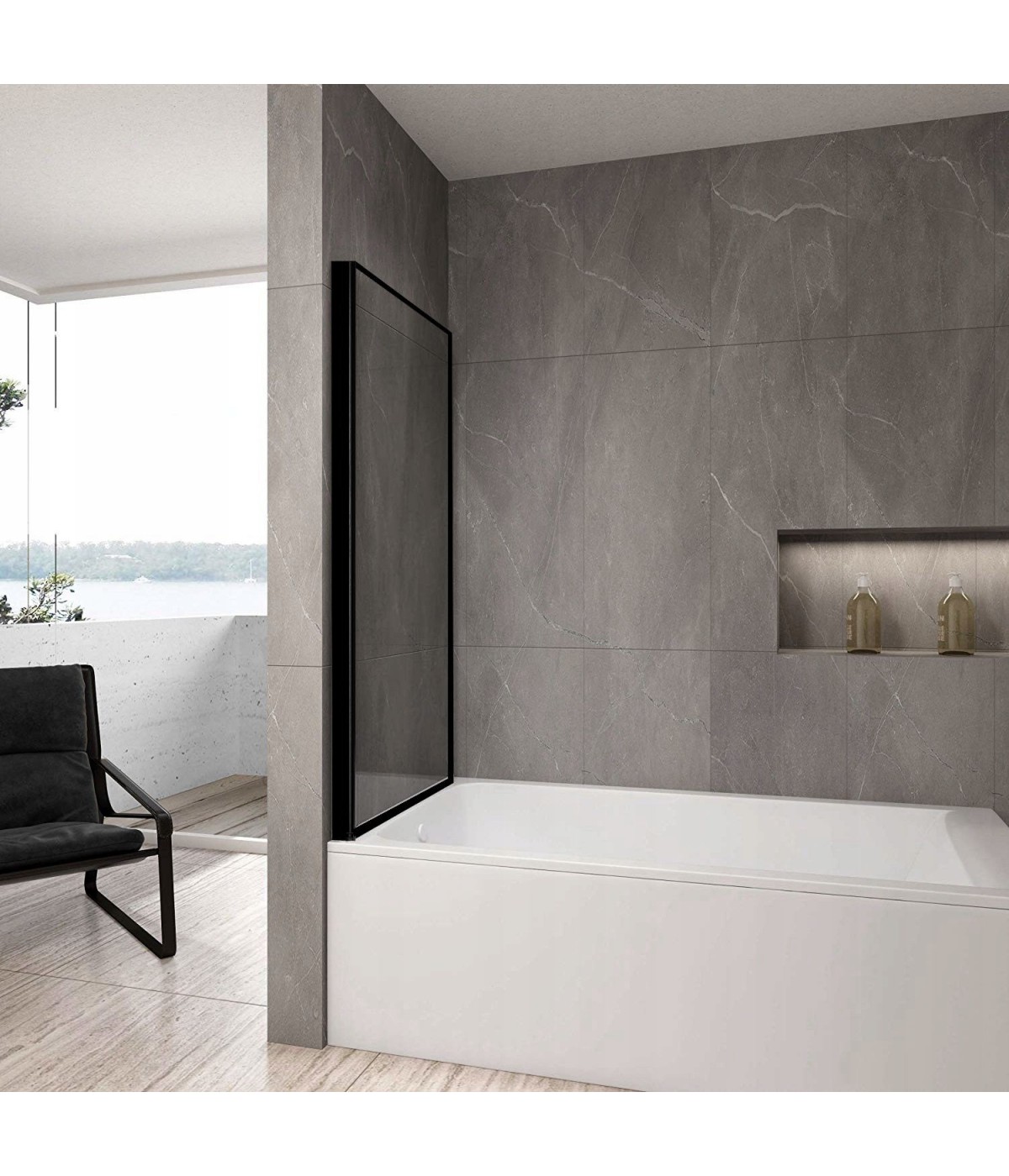 Badewannenabtrennung 1-teilig 70x140 LAGOS Glas 5 mm