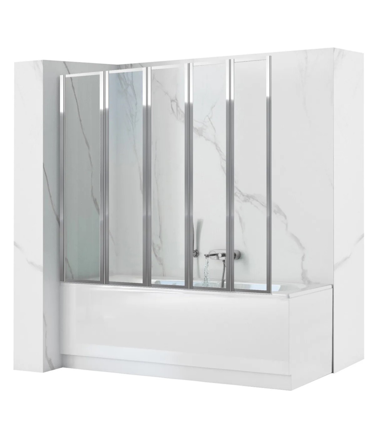 Badewannenabtrennung 5-teilig 120x140 IDEA Glas 5 mm