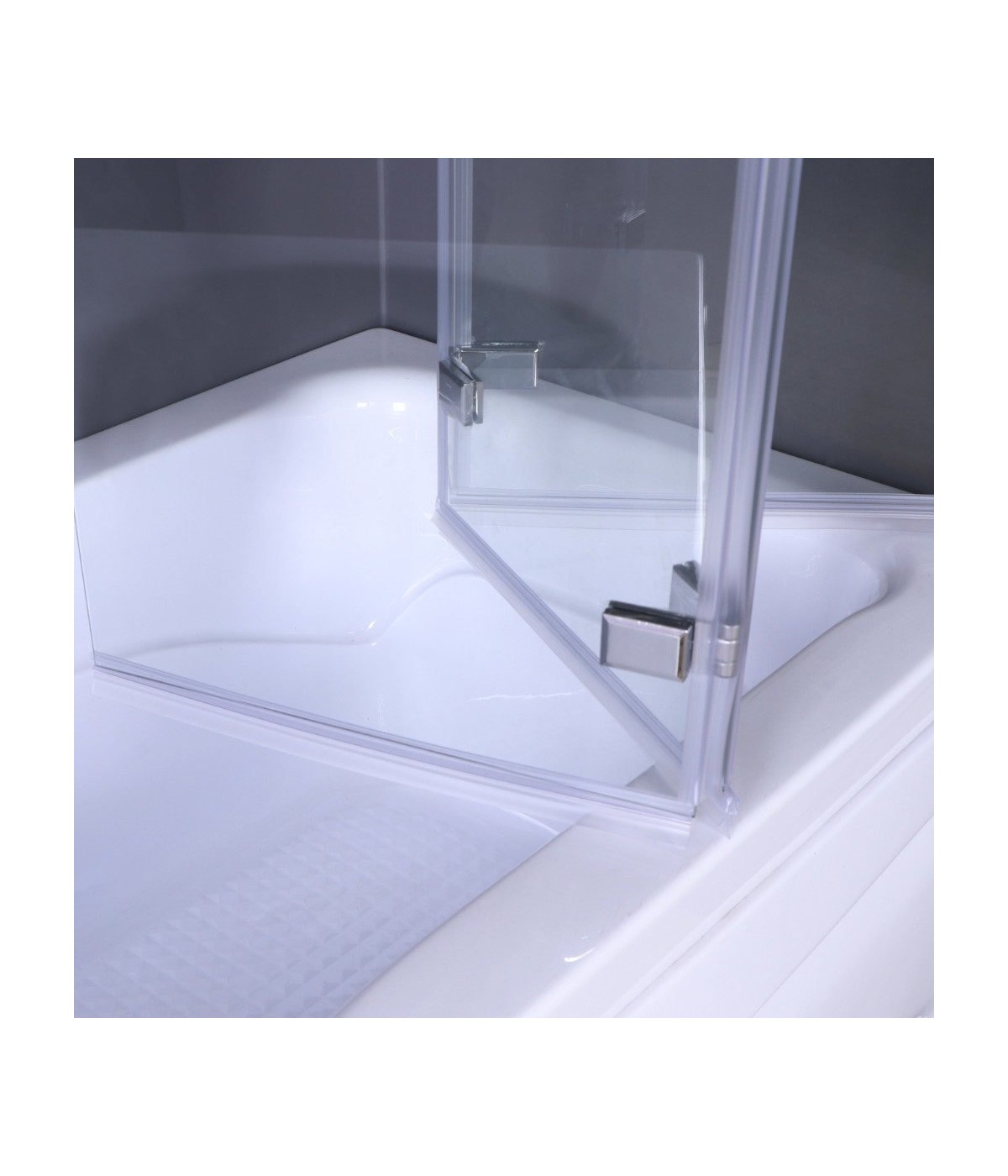 Badewannenabtrennung 3-teilig 120x140 Glas 5 mm