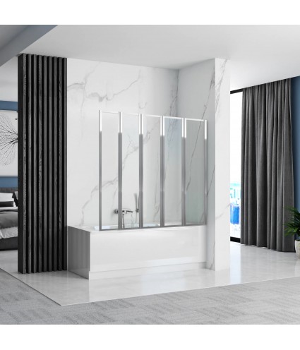 Badewannenabtrennung 5-teilig 120x140 IDEA Glas 5 mm