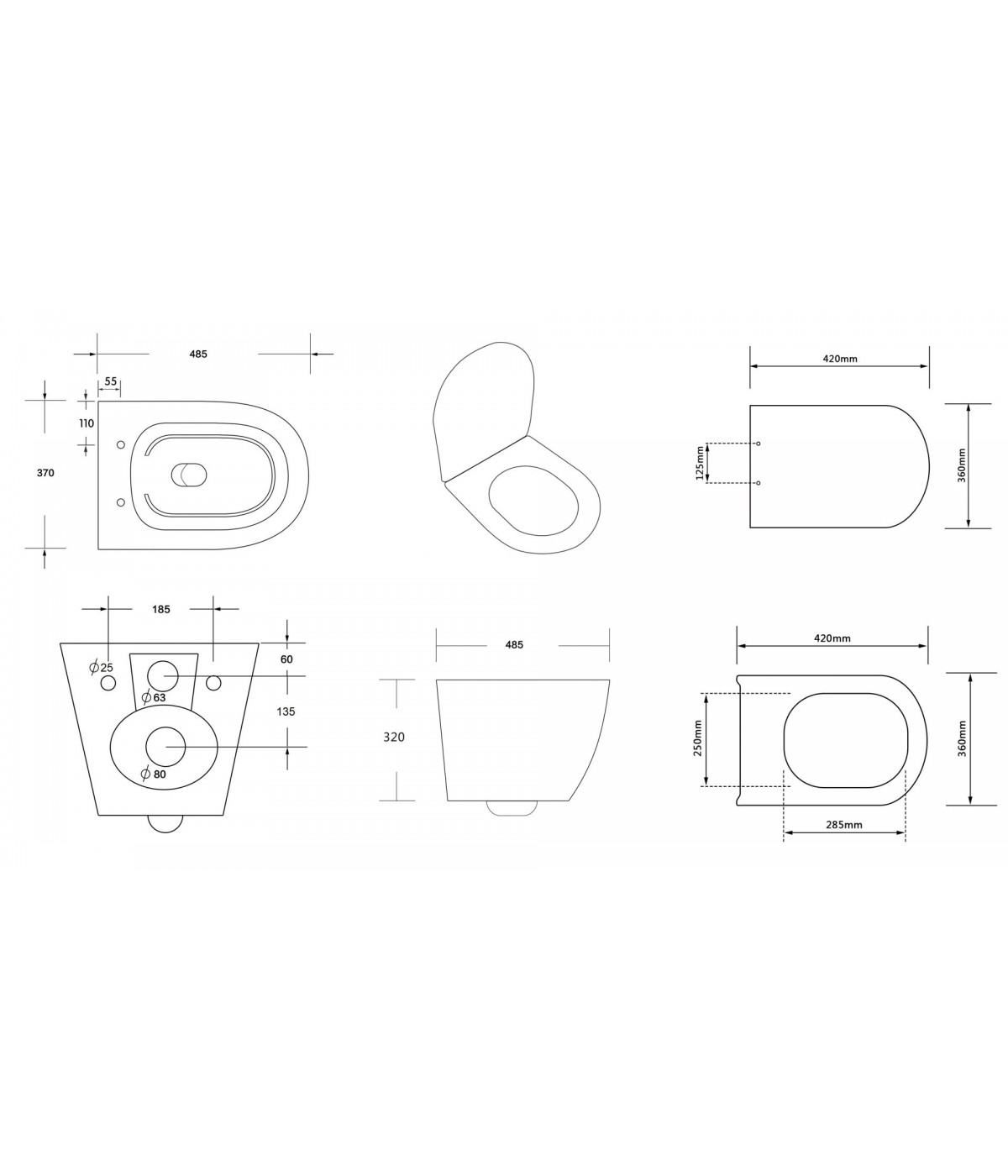 SET: WC-Vorwandelement C201 + WC-Toilette SLIM Soft-Close Desna Weiß + Schallschutzmatte + WC-Betätigungsplatte Chrom