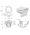 SET: WC-Vorwandelement C201 + WC-Toilette SLIM Soft-Close City-Cleanon Weiß + Schallschutzmatte + WC-Betätigungsplatte Schwarz