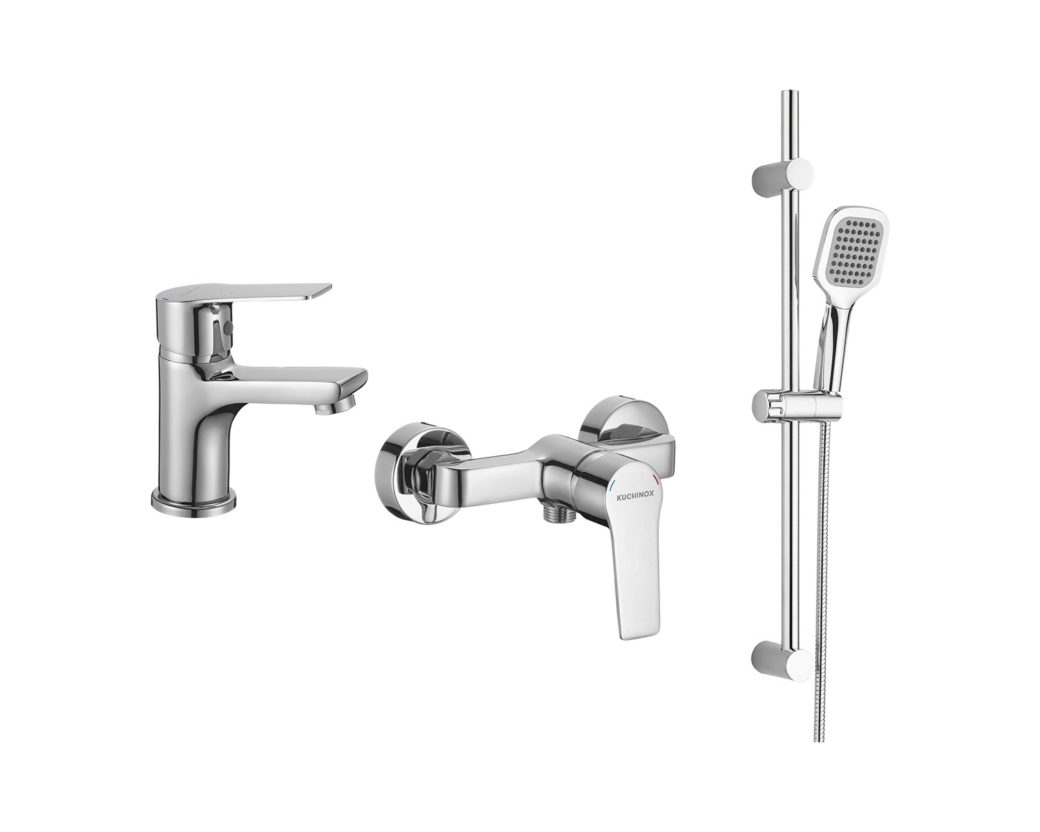 Brausearmatur Waschtischarmatur BORGO Chrom Badarmatur mit Handbrause Komplette Set