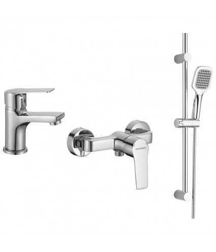 Brausearmatur Waschtischarmatur BORGO Chrom Badarmatur mit Handbrause Komplette Set