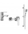 Badewannenabtrennung 3-teilig 120x140 PRIME BLACK 3 Glas 5 mm