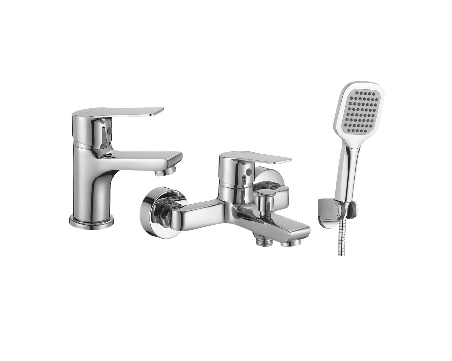 Badewannenarmatur Waschtischarmatur BORGO Chrom Badarmatur mit Handbrause Komplette Set