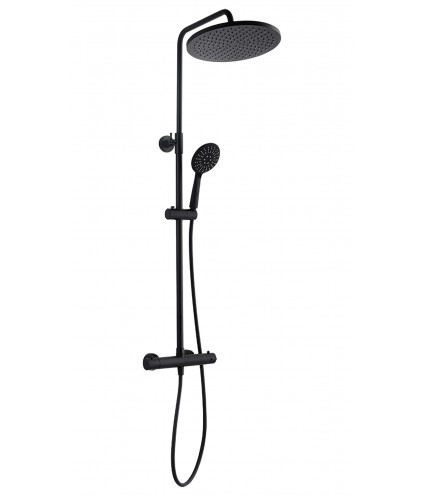Brausegarnitur BORO Thermostatisch Schwarz Duschsäule