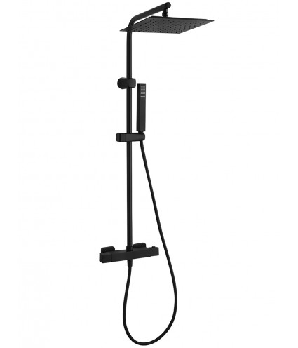 Brausegarnitur CUBI Thermostatisch Schwarz Duschsäule