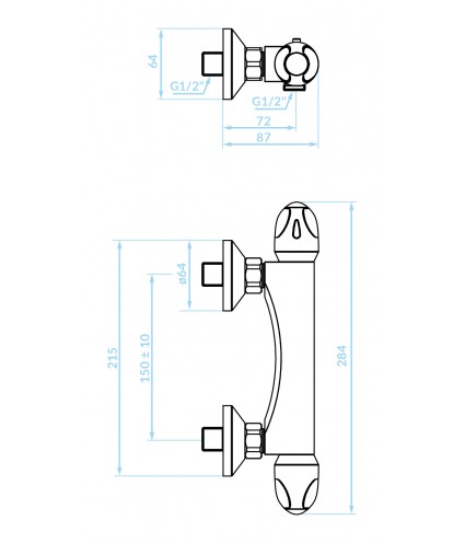 Brausearmatur Thermostatisch MER ROUGE Chrom Badarmatur Duschbatterie