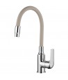 Küchenarmatur ELZA Chrom-Beige Küchenmischer mit flexiblen Auslauf