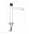 Waschtischarmatur Hoch PEROS Chrom-Schwarz Badarmatur Waschtischbatterie + Click-Clack