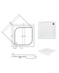 DUSCHWANNE QUADRATISCH 90x90 OSKCAR Ablaufgarnitur + Füße GRATIS !