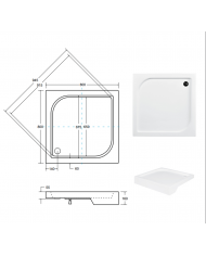 DUSCHWANNE QUADRATISCH 80x80 OSKCAR Ablaufgarnitur + Füße GRATIS !