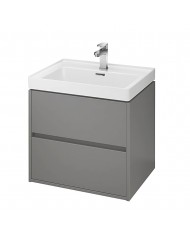 Badmöbel Set CREA 60 Waschbecken-Unterschrank mit Hochschrank 140x40x25, 2-Türen, Grau Matt