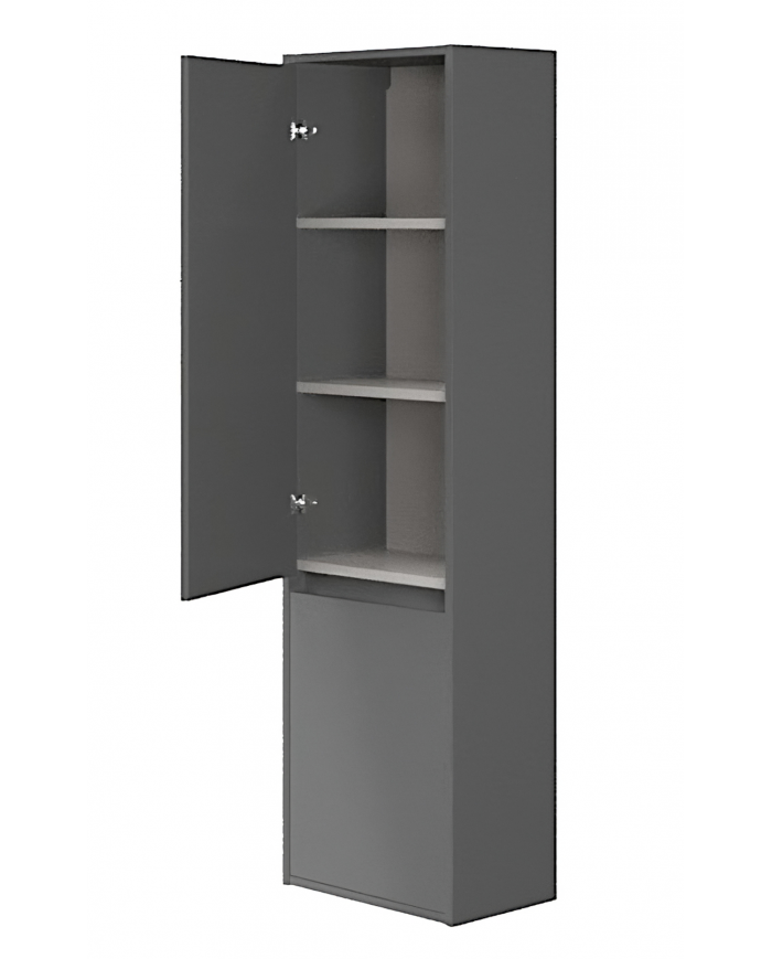Badmöbel Set CREA 60 Waschbecken-Unterschrank mit Hochschrank 140x40x25, 2-Türen, Grau Matt