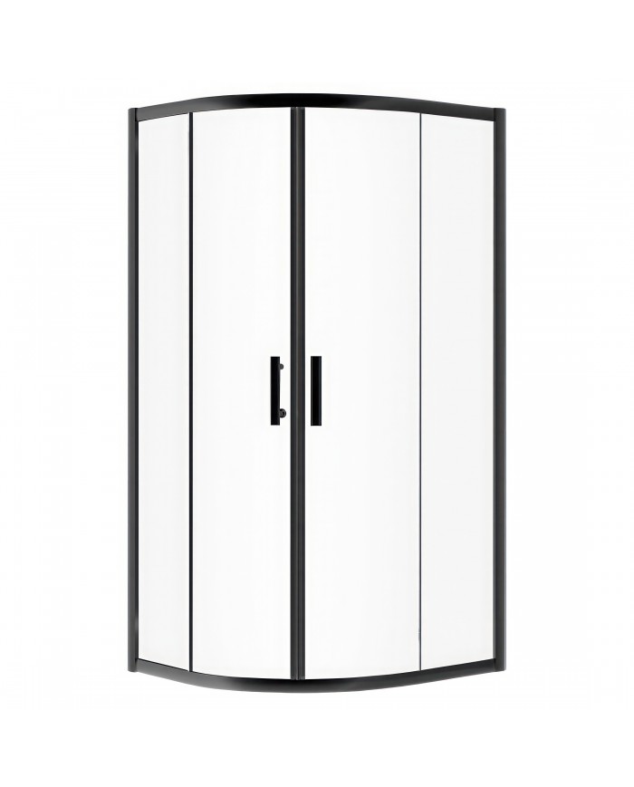 Duschkabine HELA Schwarz Transparent Glas 80x80 190 cm Halbrund