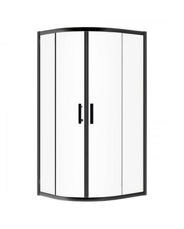 Duschkabine HELA Schwarz Transparent Glas 80x80 190 cm Halbrund