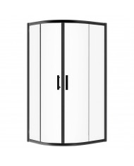 Duschkabine HELA Schwarz Transparent Glas 80x80 190 cm Halbrund