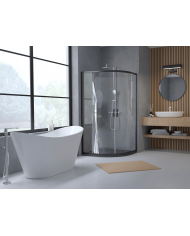 Duschkabine HELA Schwarz Transparent Glas 80x80 190 cm Halbrund