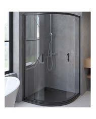 Duschkabine HELA Schwarz Transparent Glas 80x80 190 cm Halbrund