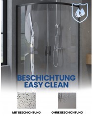 Duschkabine HELA Schwarz Transparent Glas 80x80 190 cm Halbrund