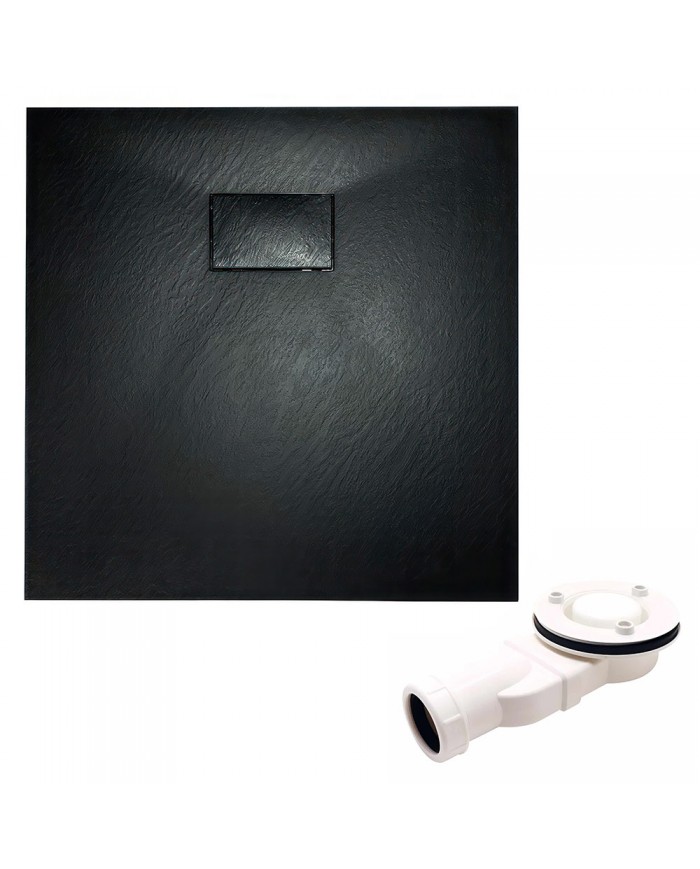 DUSCHWANNE QUADRATISCH 80x80 VIDAR SCHWARZ Steinoptik, Ablaufgarnitur GRATIS !