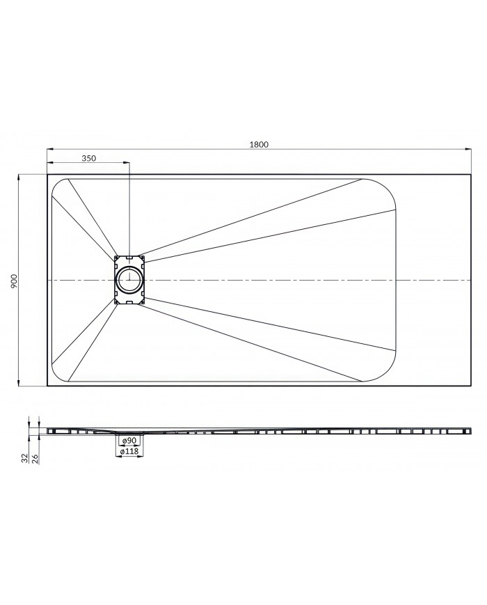 DUSCHWANNE RECHTECK 180x90 VIDAR SCHWARZ Steinoptik, Ablaufgarnitur GRATIS !