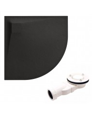 DUSCHWANNE VIERTELKREIS 80x80 VIDAR SCHWARZ Steinoptik, Ablaufgarnitur GRATIS !