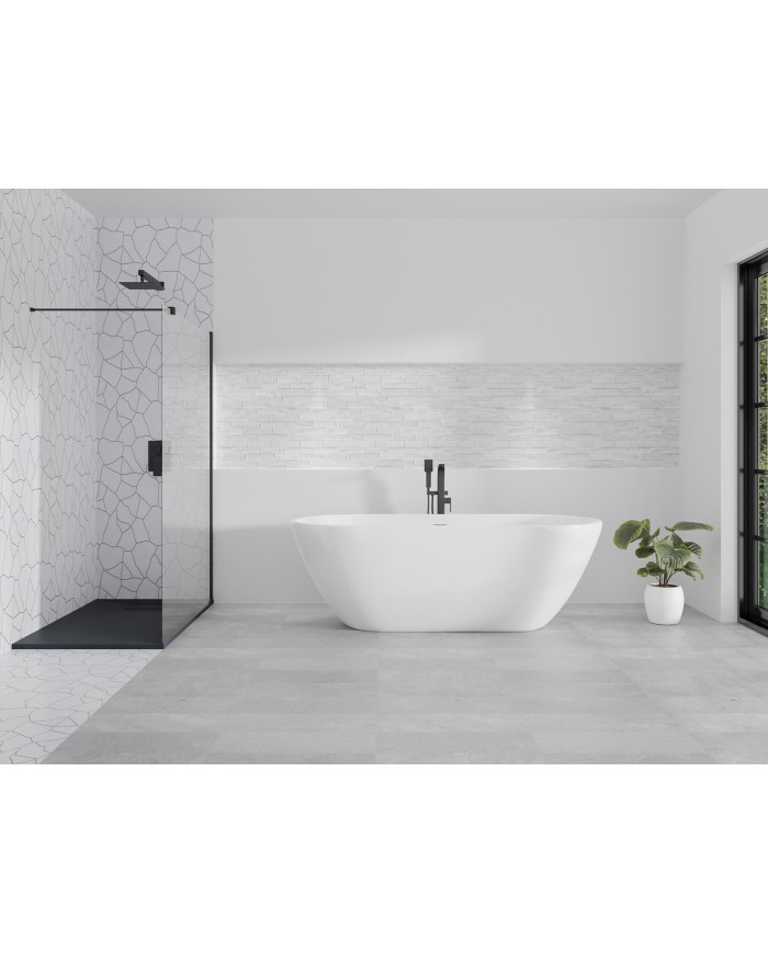 Walk in Duschkabine 140x195 KETIL SCHWARZ Transparent Nano Glas 6 mm | Glaswand