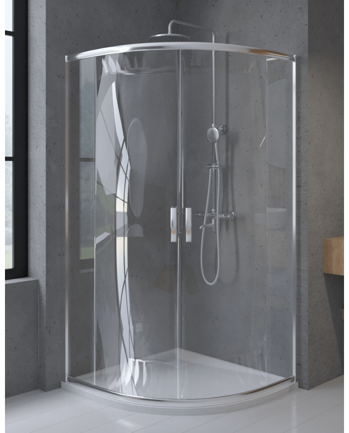 Duschkabine HELA Transparent Glas 80x80 190 cm Halbrund