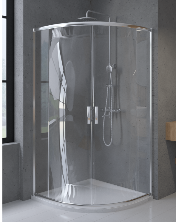 Duschkabine HELA Transparent Glas 80x80 190 cm Halbrund