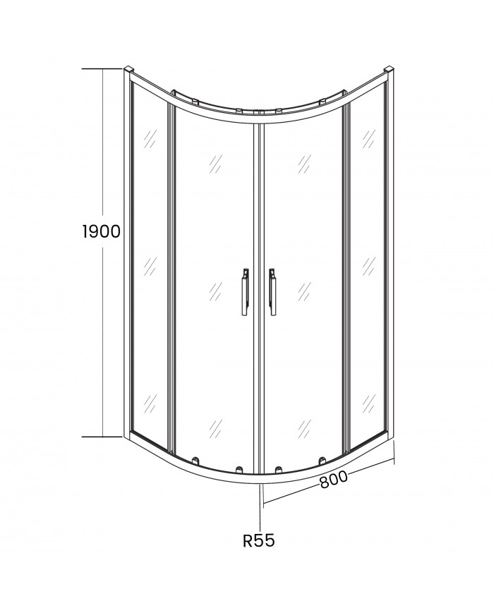 Duschkabine HELA Transparent Glas 80x80 190 cm Halbrund