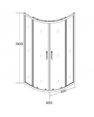 Duschkabine HELA Transparent Glas 80x80 190 cm Halbrund