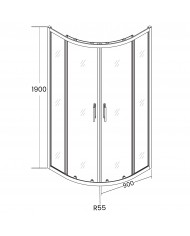 Duschkabine HELA Transparent Glas 90x90 190 cm Halbrund