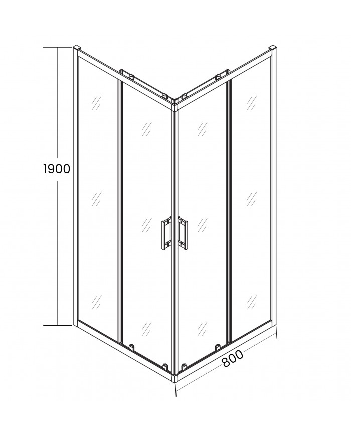 Duschkabine HELA Schwarz Transparent Glas 80x80 190 cm Quadratisch